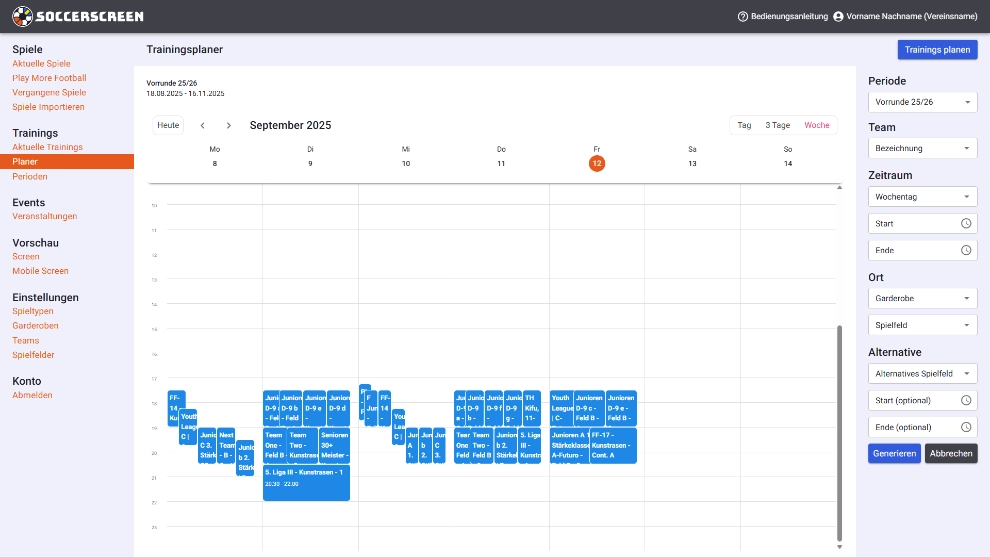 Soccerscreen Trainingsplan